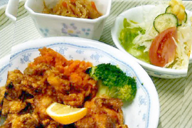 鶏唐揚げ・切干大根・サラダ